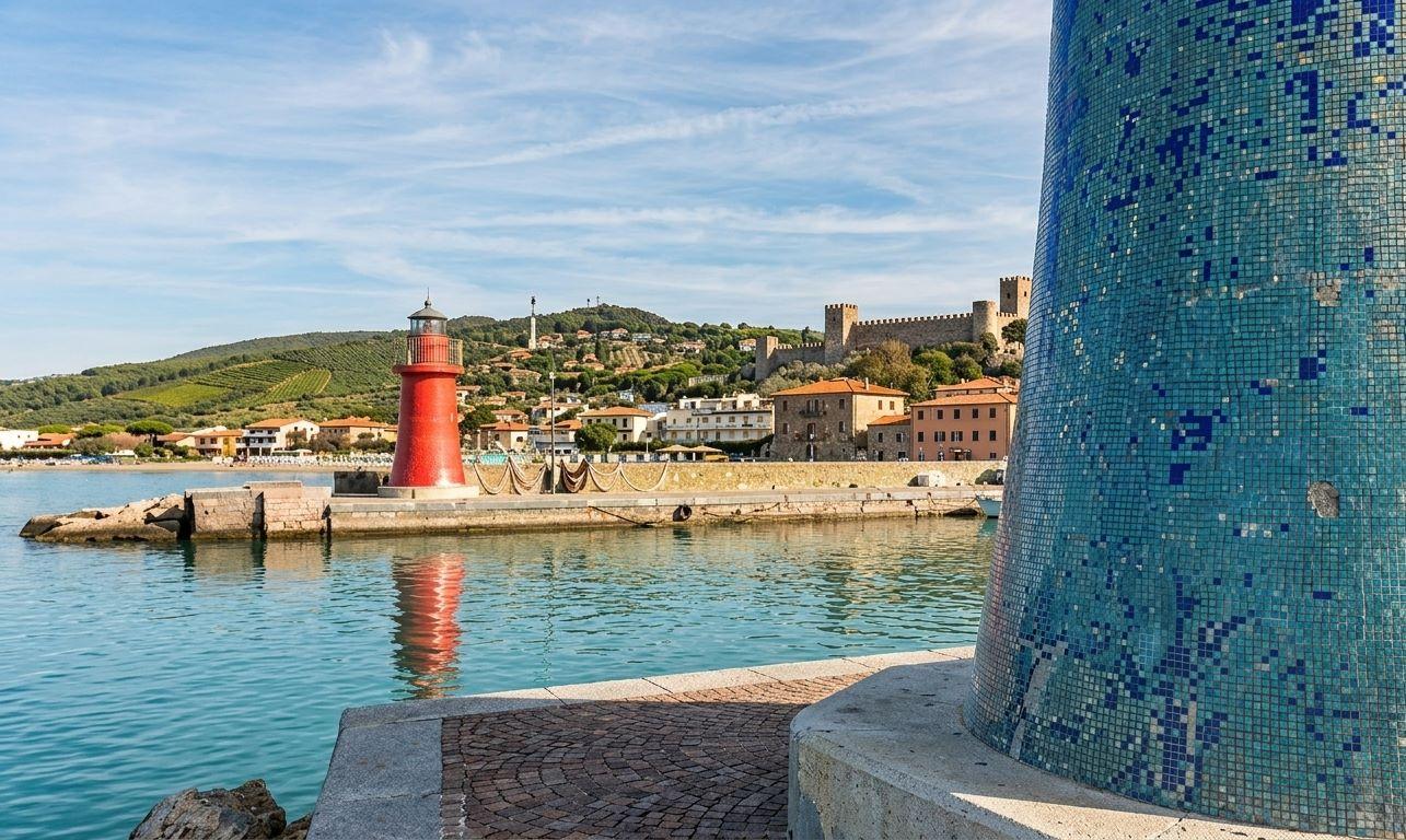 Fari rosso e blu del porto canale di Castiglione della Pescaia